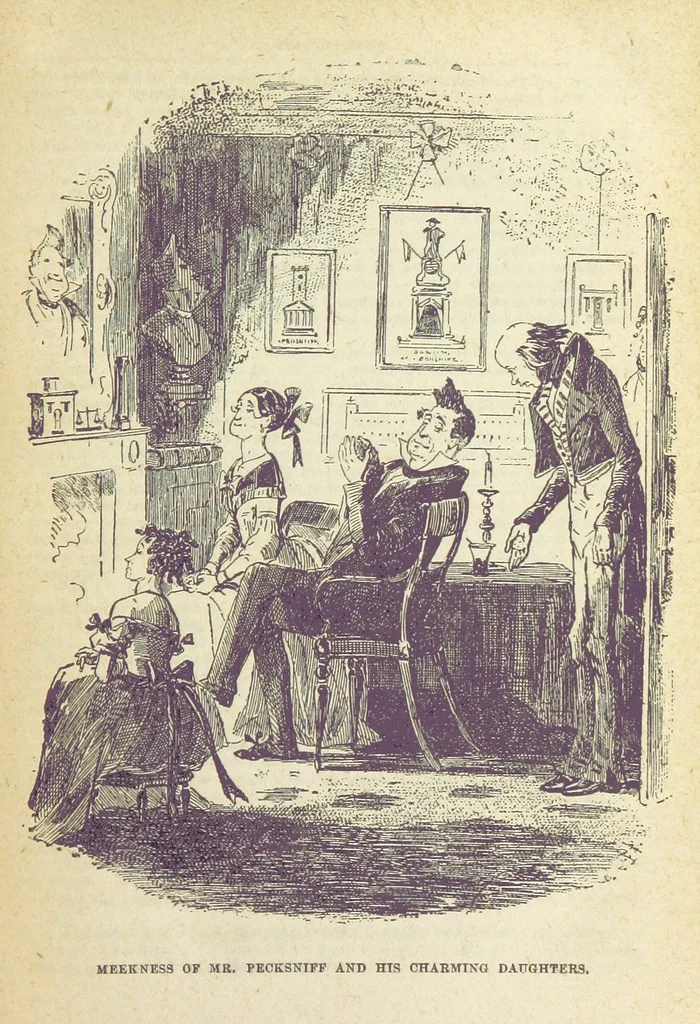 An illustration from The Life and Adventures of Martin Chuzzlewit. [With plates, 1893, leaf 25