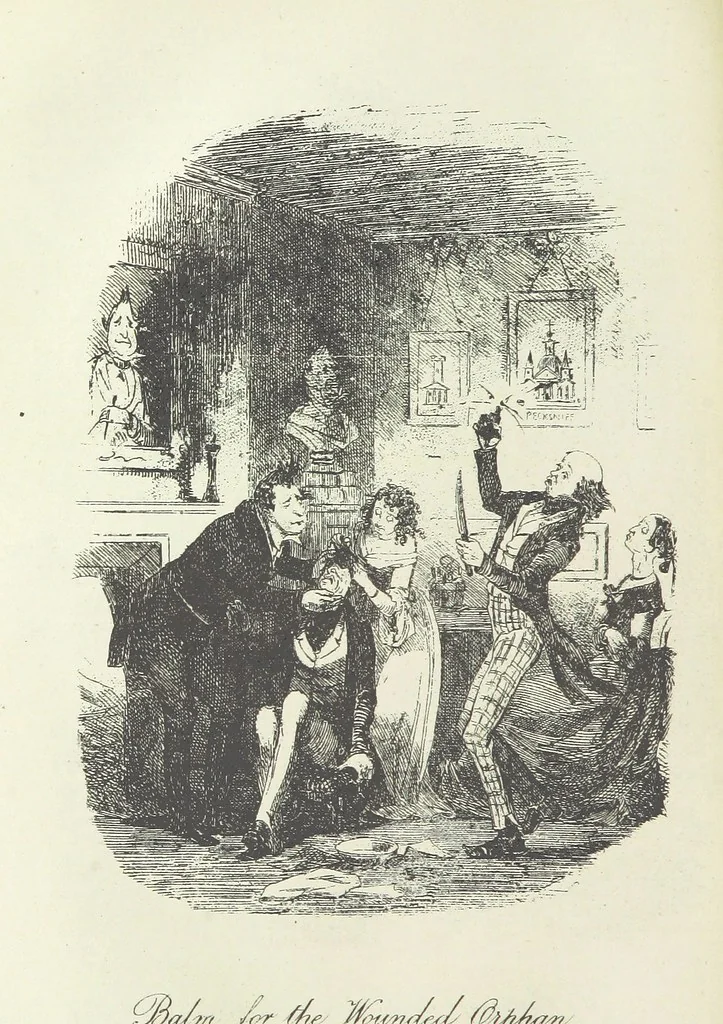 An illustration from The Life and Adventures of Martin Chuzzlewit. [With plates, 1893, leaf 276