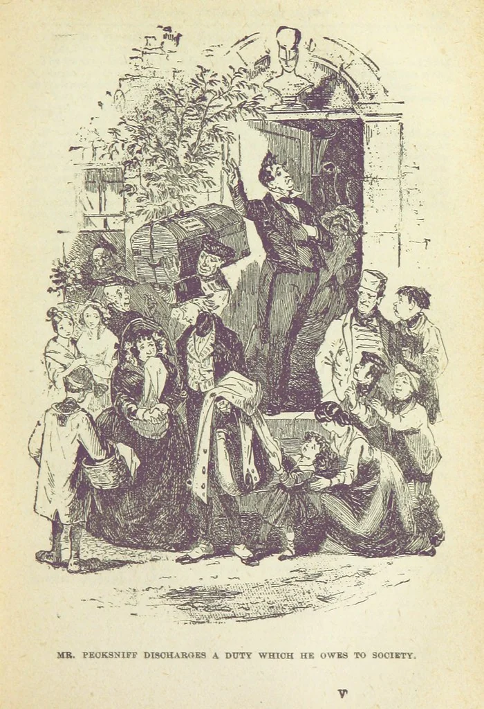 An illustration from The Life and Adventures of Martin Chuzzlewit. [With plates, 1893, leaf 359