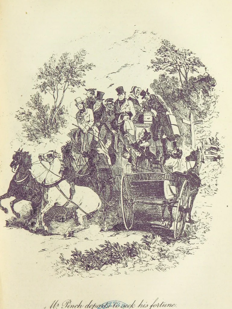 An illustration from The Life and Adventures of Martin Chuzzlewit. [With plates, 1893, leaf 393