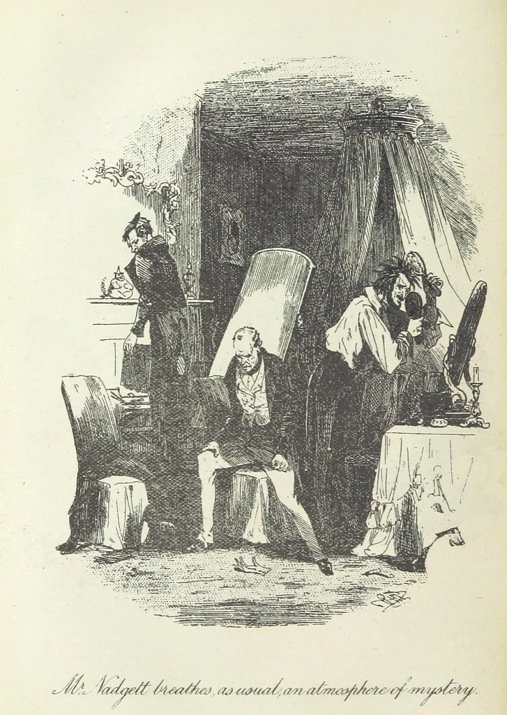 An illustration from The Life and Adventures of Martin Chuzzlewit. [With plates, 1893, leaf 394