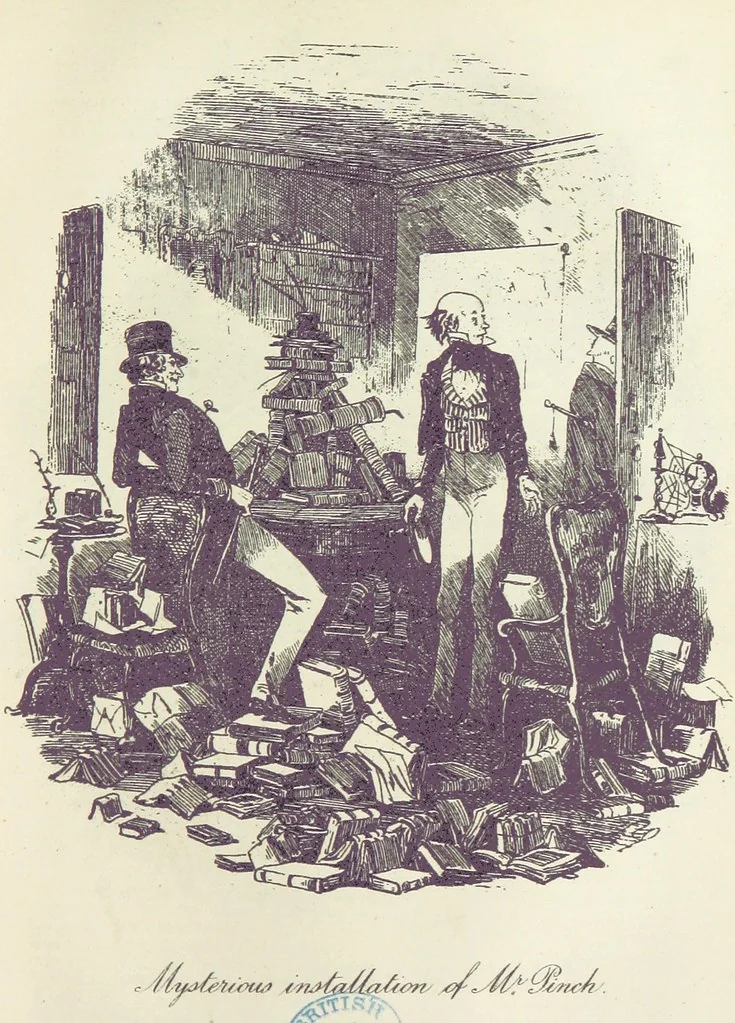 An illustration from The Life and Adventures of Martin Chuzzlewit. [With plates, 1893, leaf 443