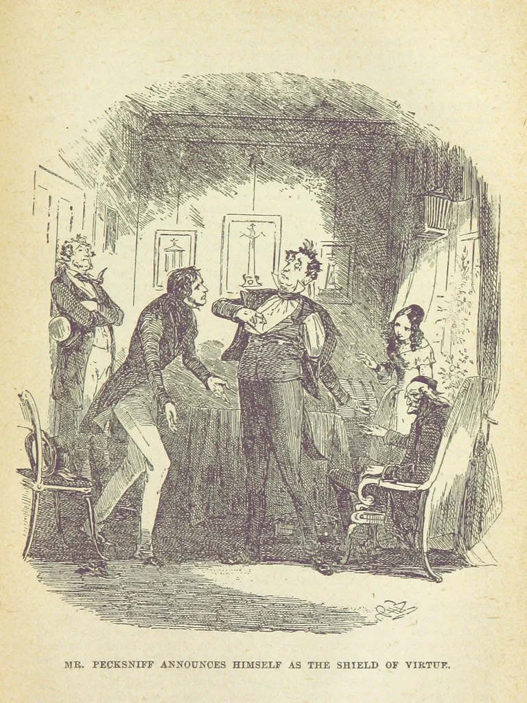 An illustration from The Life and Adventures of Martin Chuzzlewit. [With plates, 1893, leaf 467