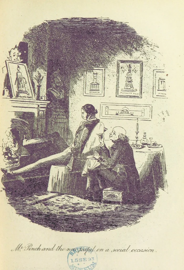 An illustration from The Life and Adventures of Martin Chuzzlewit. [With plates, 1893, leaf 73