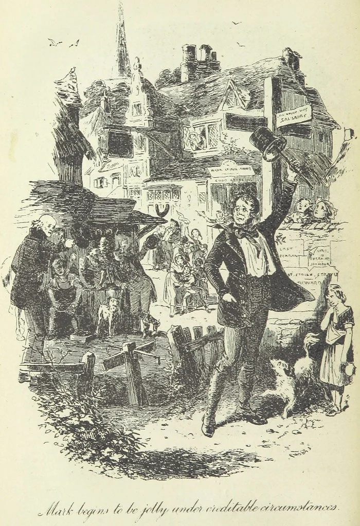 An illustration from The Life and Adventures of Martin Chuzzlewit. [With plates, 1893, leaf 74