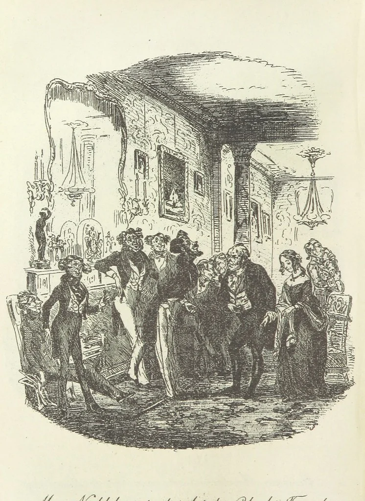 An illustration from The Life and Adventures of Nicholas Nickleby. [With plates, 1892, leaf 160