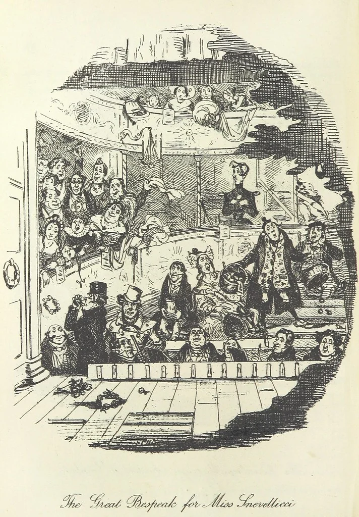 An illustration from The Life and Adventures of Nicholas Nickleby. [With plates, 1892, leaf 196
