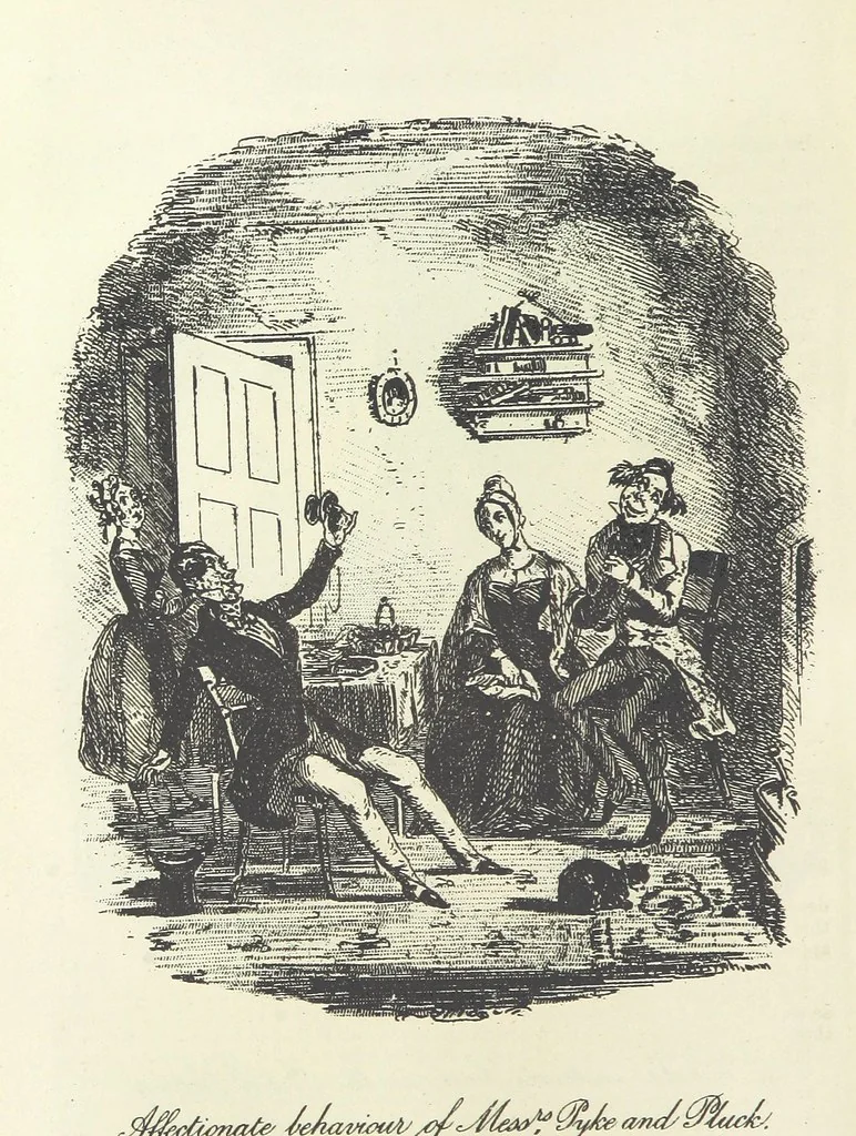 An illustration from The Life and Adventures of Nicholas Nickleby. [With plates, 1892, leaf 214