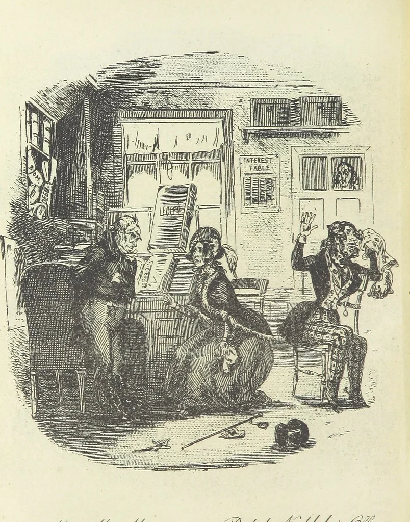 An illustration from The Life and Adventures of Nicholas Nickleby. [With plates, 1892, leaf 298