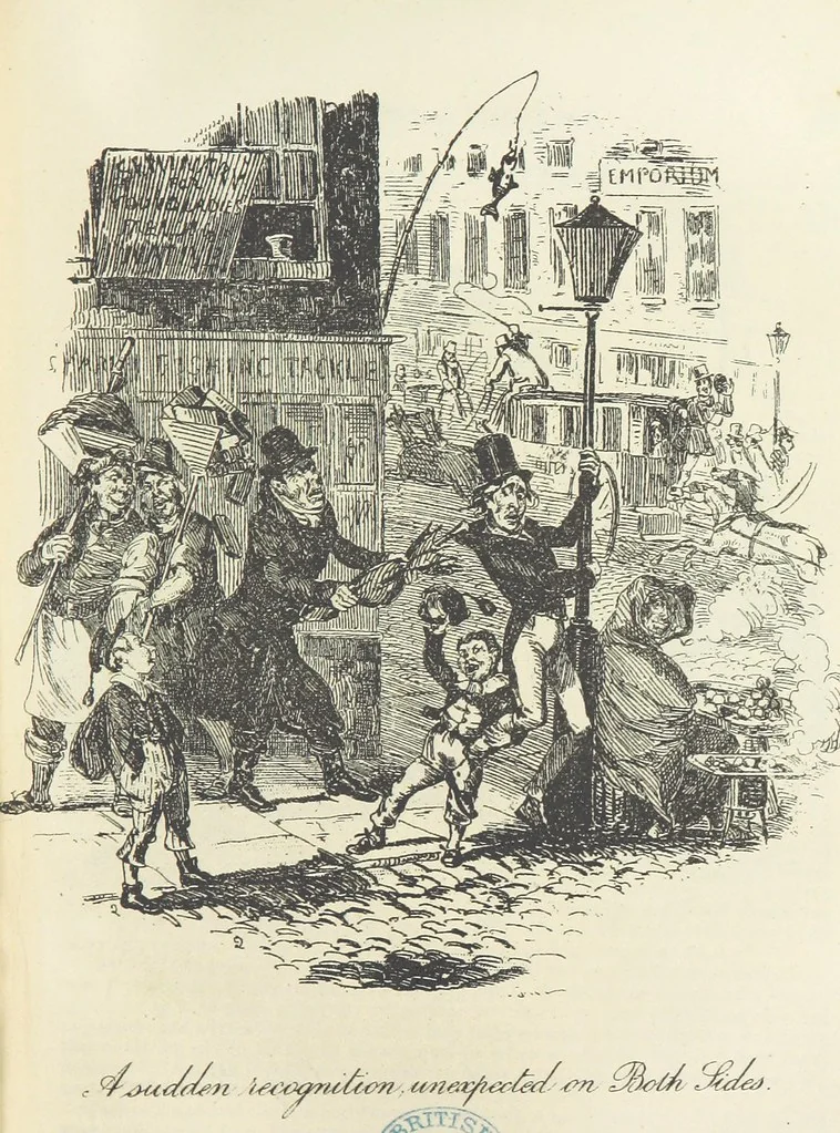 An illustration from The Life and Adventures of Nicholas Nickleby. [With plates, 1892, leaf 349