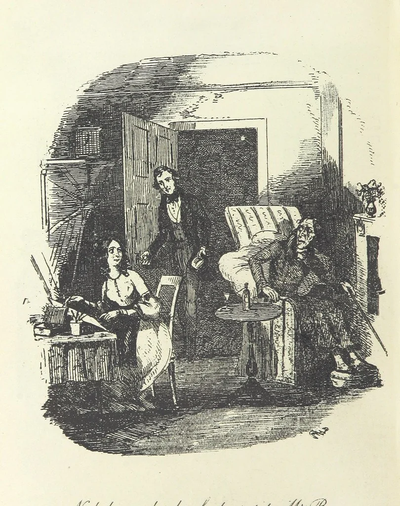 An illustration from The Life and Adventures of Nicholas Nickleby. [With plates, 1892, leaf 402