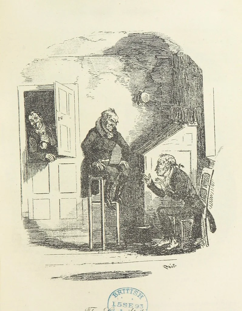 An illustration from The Life and Adventures of Nicholas Nickleby. [With plates, 1892, leaf 435