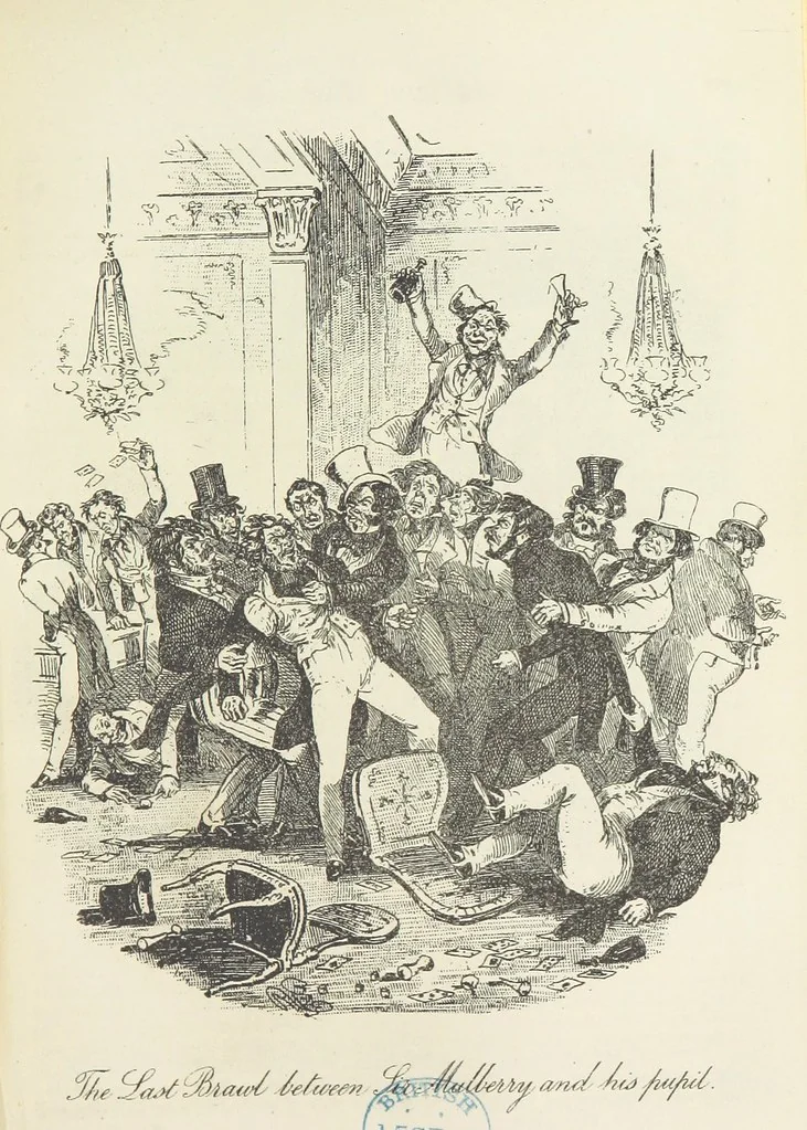 An illustration from The Life and Adventures of Nicholas Nickleby. [With plates, 1892, leaf 453