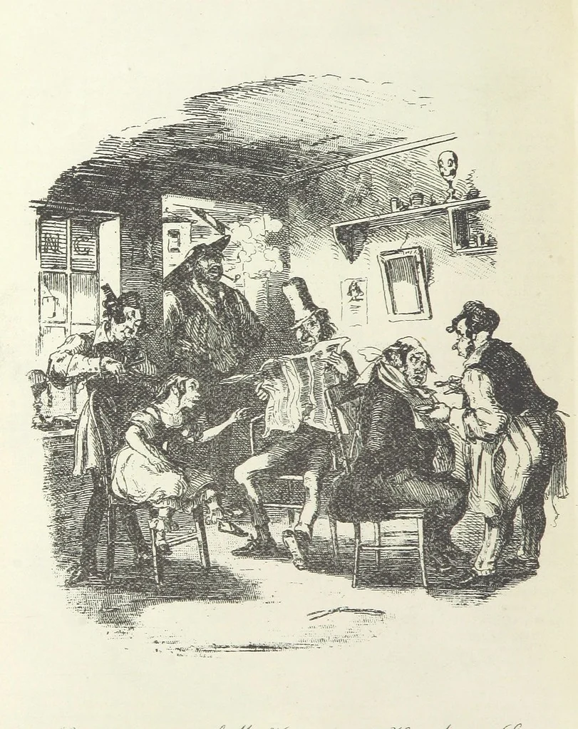 An illustration from The Life and Adventures of Nicholas Nickleby. [With plates, 1892, leaf 454