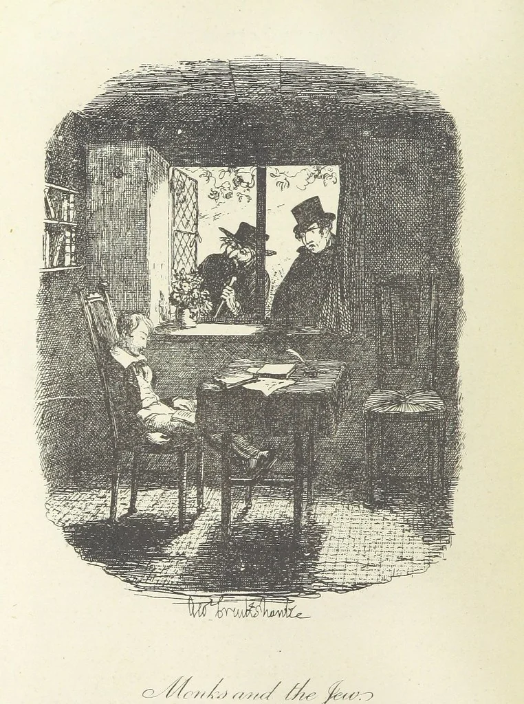 An illustration from The Adventures of Oliver Twist. [With plates, 1893, leaf 200