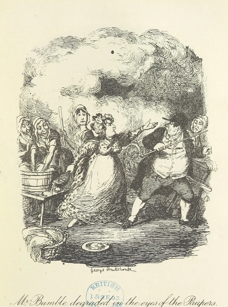 An illustration from The Adventures of Oliver Twist. [With plates, 1893, leaf 217