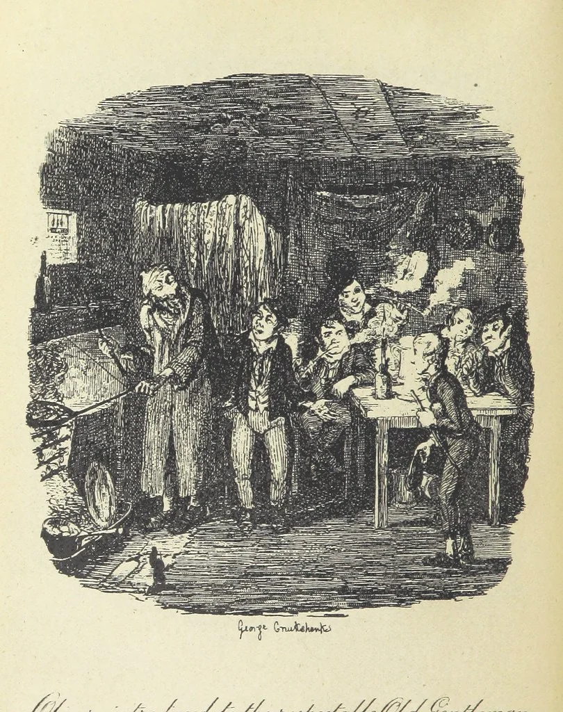 An illustration from The Adventures of Oliver Twist. [With plates, 1893, leaf 46