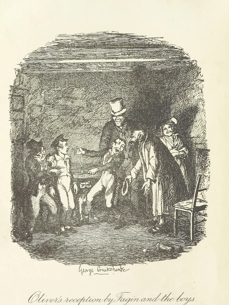An illustration from The Adventures of Oliver Twist. [With plates, 1893, leaf 8