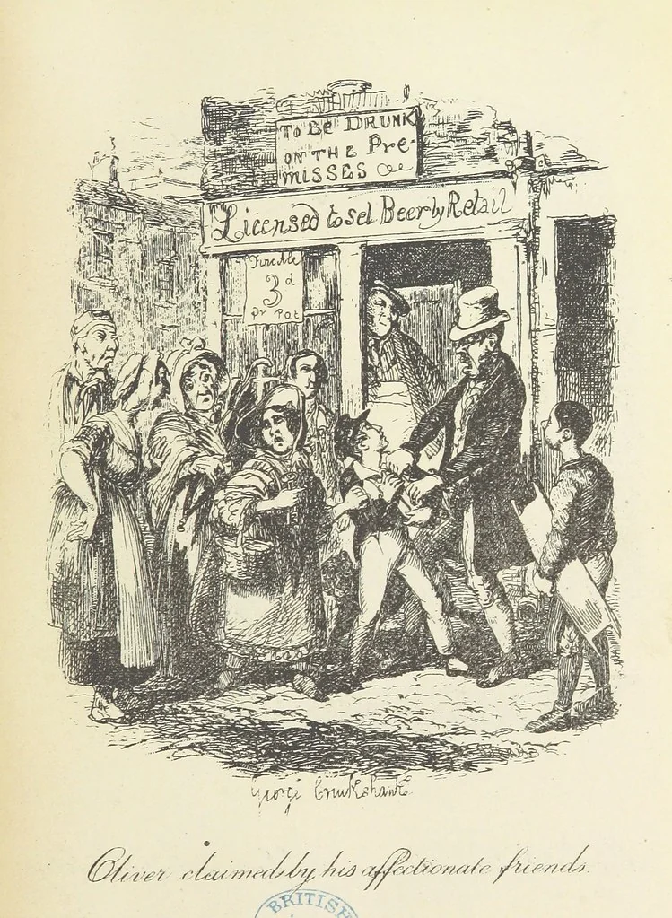 An illustration from The Adventures of Oliver Twist. [With plates, 1893, leaf 97