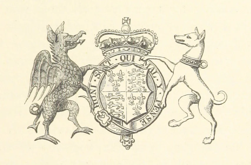 An illustration from An Account of the Progress of his Grace Henry the first Duke of Beaufort through Wales, 1684. And Notitia Cambro-Britannica. Edited from the original MS. ... by Charles Baker. [Followed by “A Statement of the services and expenses of the Marquis of Worcester, for his king and country.”, 1864, leaf 165