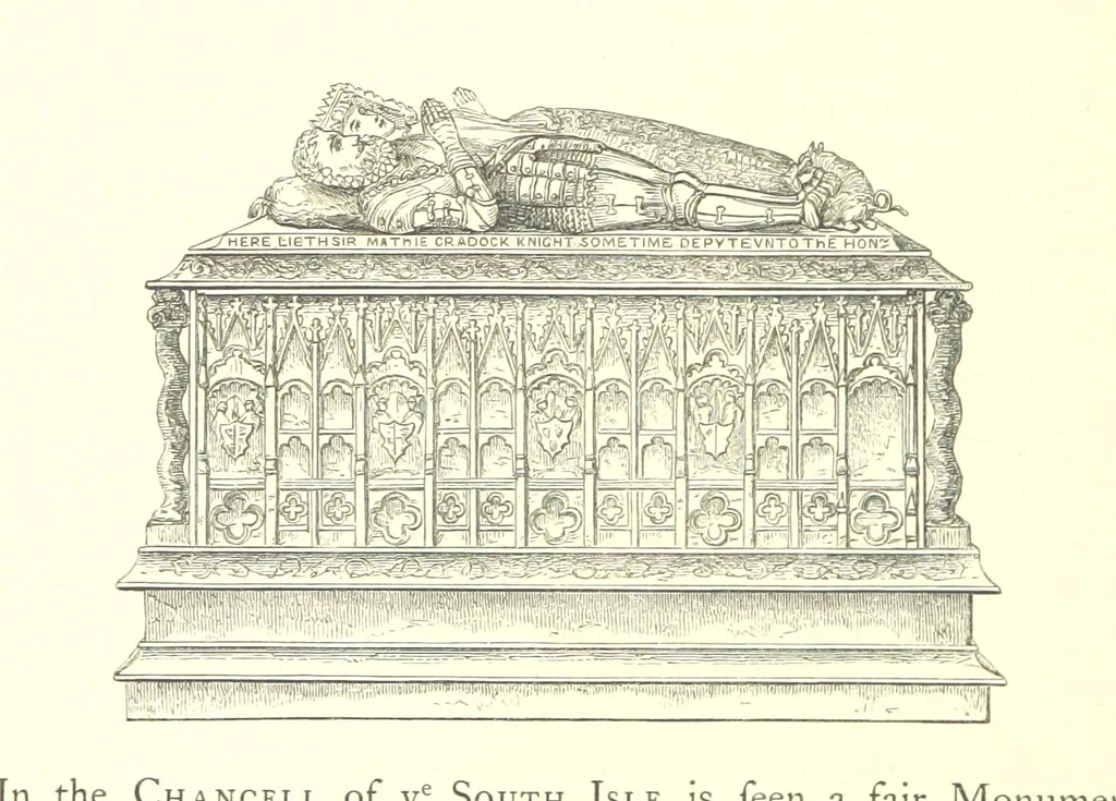 An illustration from An Account of the Progress of his Grace Henry the first Duke of Beaufort through Wales, 1684. And Notitia Cambro-Britannica. Edited from the original MS. ... by Charles Baker. [Followed by “A Statement of the services and expenses of the Marquis of Worcester, for his king and country.”, 1864, leaf 200
