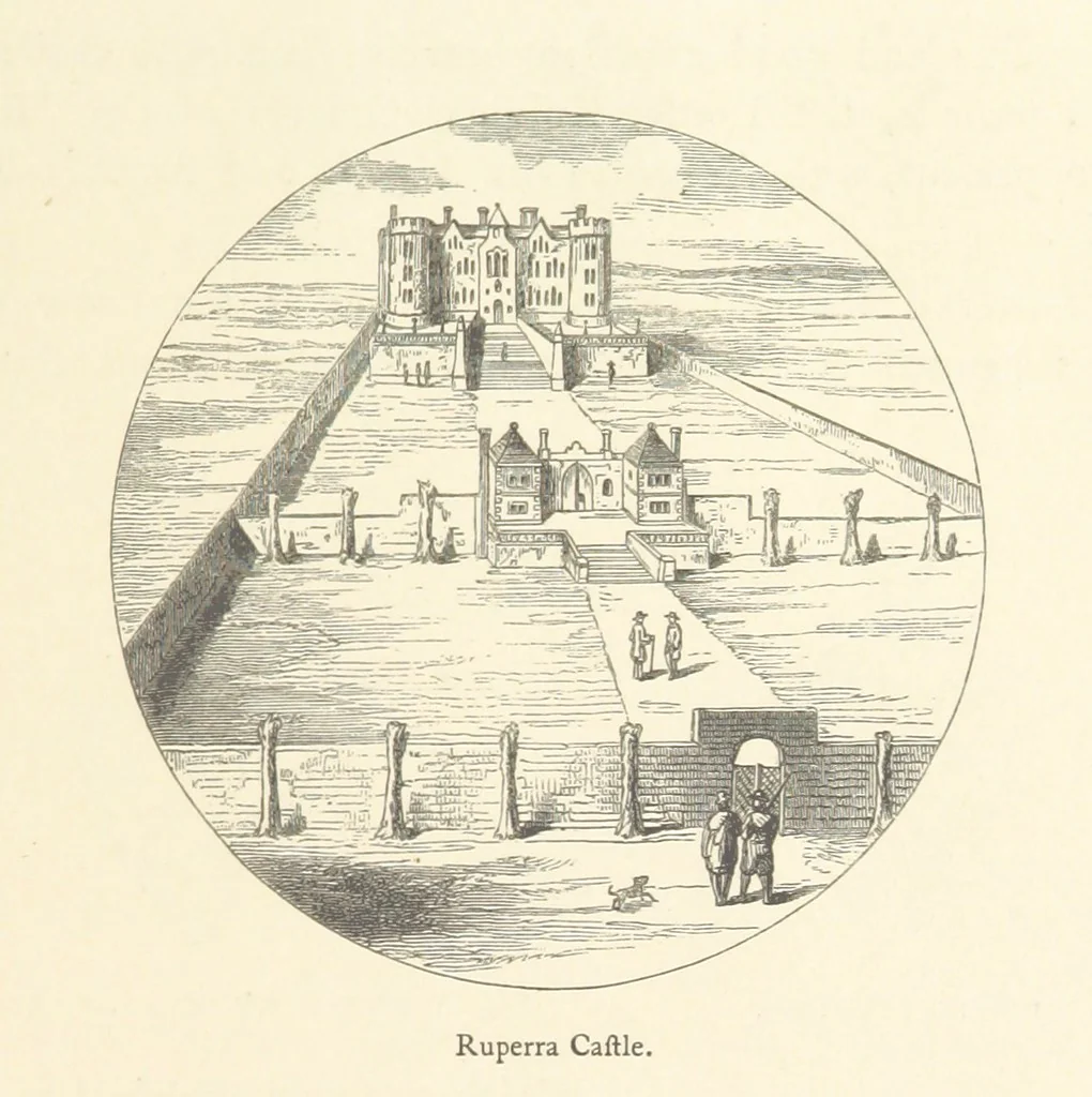 An illustration from An Account of the Progress of his Grace Henry the first Duke of Beaufort through Wales, 1684. And Notitia Cambro-Britannica. Edited from the original MS. ... by Charles Baker. [Followed by “A Statement of the services and expenses of the Marquis of Worcester, for his king and country.”, 1864, leaf 239