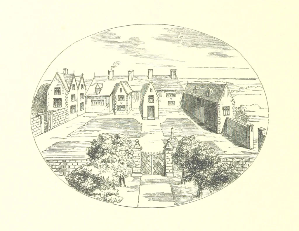 An illustration from An Account of the Progress of his Grace Henry the first Duke of Beaufort through Wales, 1684. And Notitia Cambro-Britannica. Edited from the original MS. ... by Charles Baker. [Followed by “A Statement of the services and expenses of the Marquis of Worcester, for his king and country.”, 1864, leaf 76