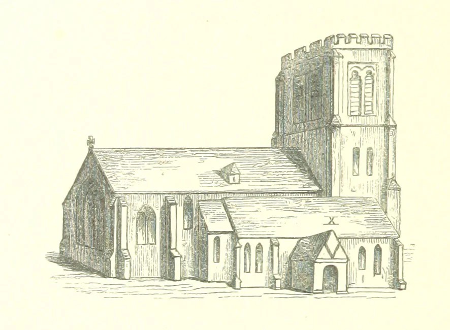 An illustration from An Account of the Progress of his Grace Henry the first Duke of Beaufort through Wales, 1684. And Notitia Cambro-Britannica. Edited from the original MS. ... by Charles Baker. [Followed by “A Statement of the services and expenses of the Marquis of Worcester, for his king and country.”, 1864, leaf 82