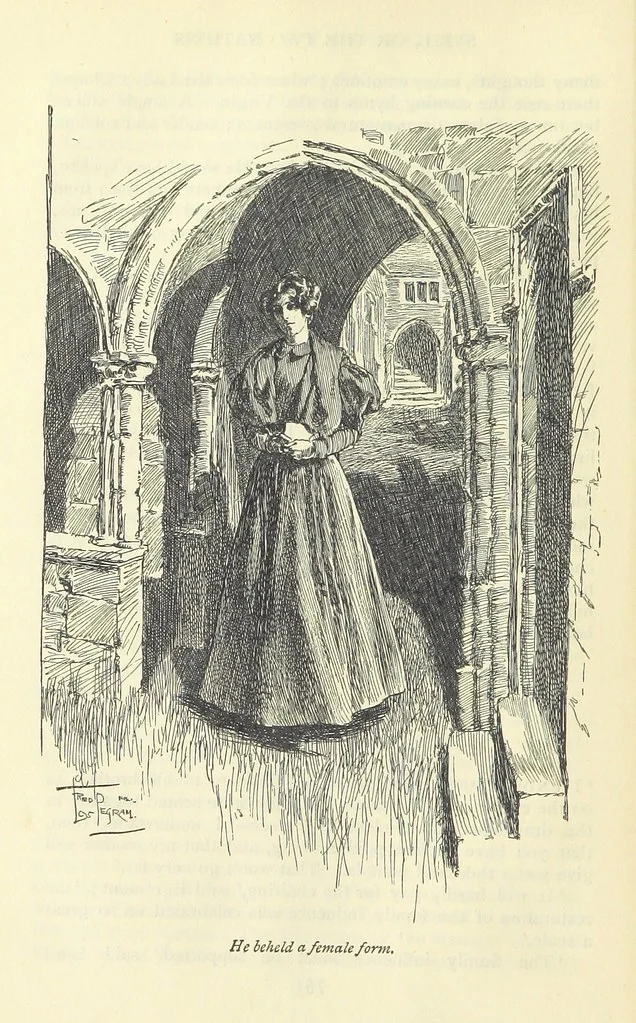 An illustration from Sybil ... Illustrated by F. Pegram. With an introduction by H. D. Traill, 1895, leaf 104