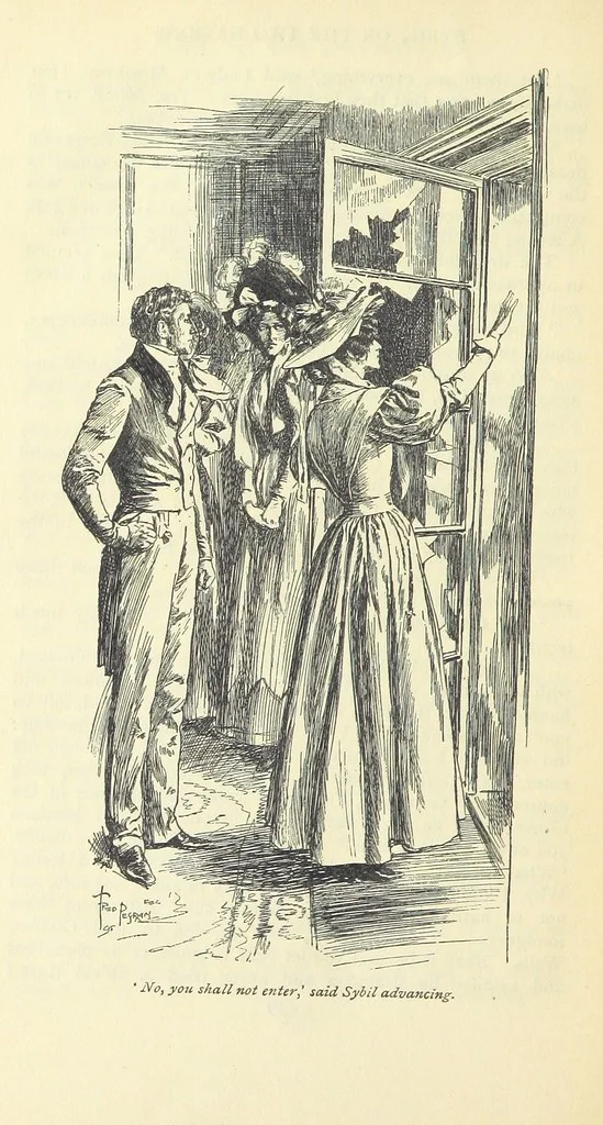 An illustration from Sybil ... Illustrated by F. Pegram. With an introduction by H. D. Traill, 1895, leaf 468