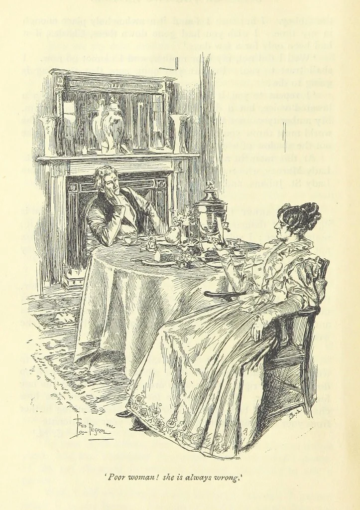 An illustration from Sybil ... Illustrated by F. Pegram. With an introduction by H. D. Traill, 1895, leaf 60