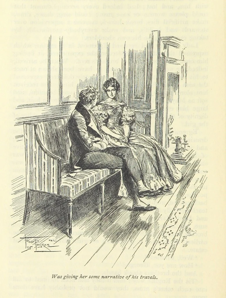 An illustration from Sybil ... Illustrated by F. Pegram. With an introduction by H. D. Traill, 1895, leaf 80