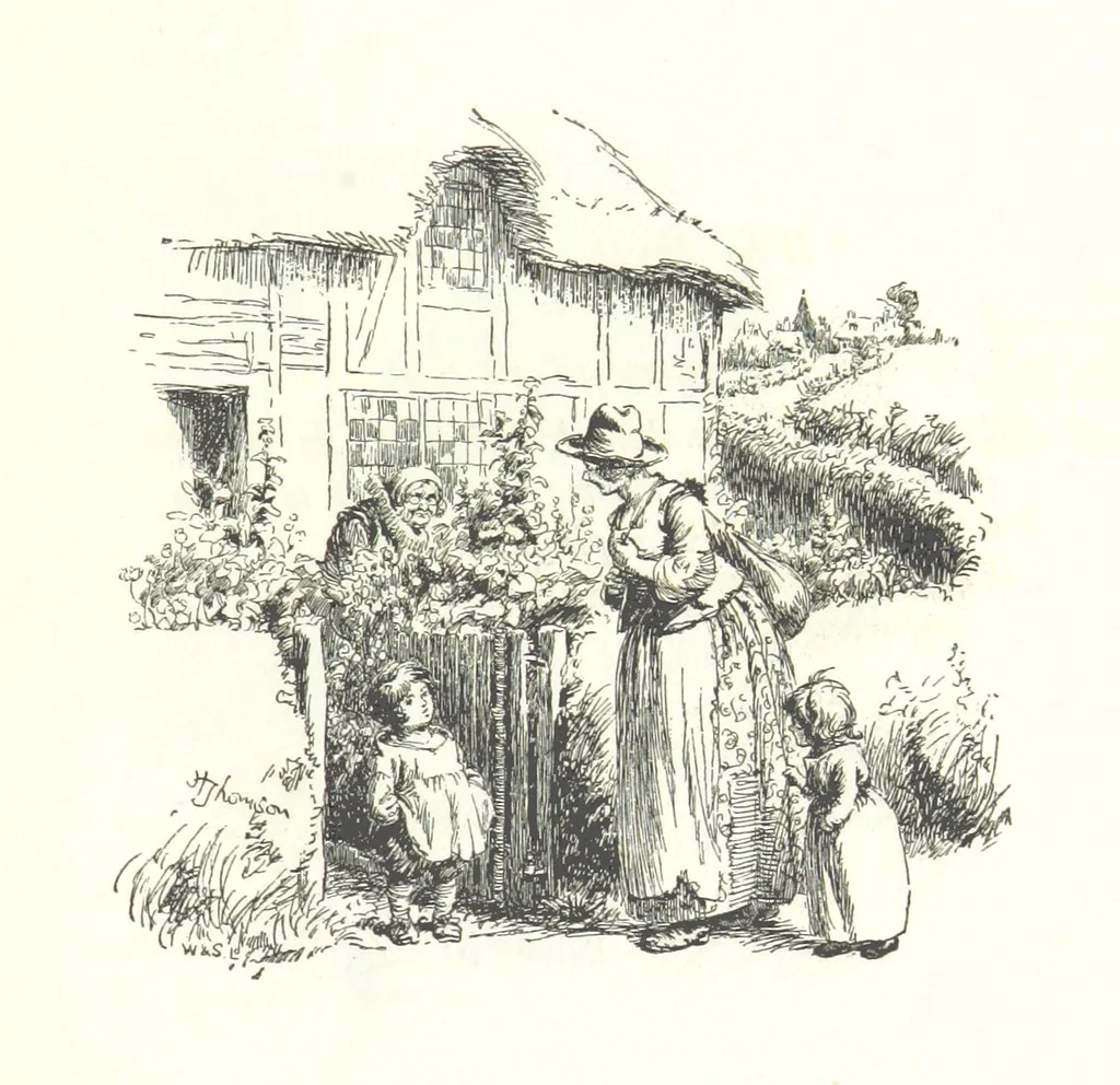 An illustration from Coridon's Song and other verses from various sources. With illustrations by Hugh Thomson ... With an introduction by Austin Dobson. L.P, 1894, leaf 189