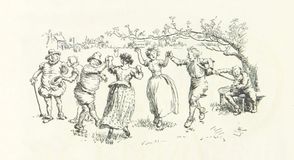 An illustration from Coridon's Song and other verses from various sources. With illustrations by Hugh Thomson ... With an introduction by Austin Dobson. L.P, 1894, leaf 198