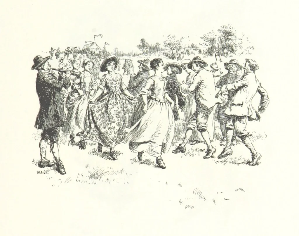 An illustration from Coridon's Song and other verses from various sources. With illustrations by Hugh Thomson ... With an introduction by Austin Dobson. L.P, 1894, leaf 207