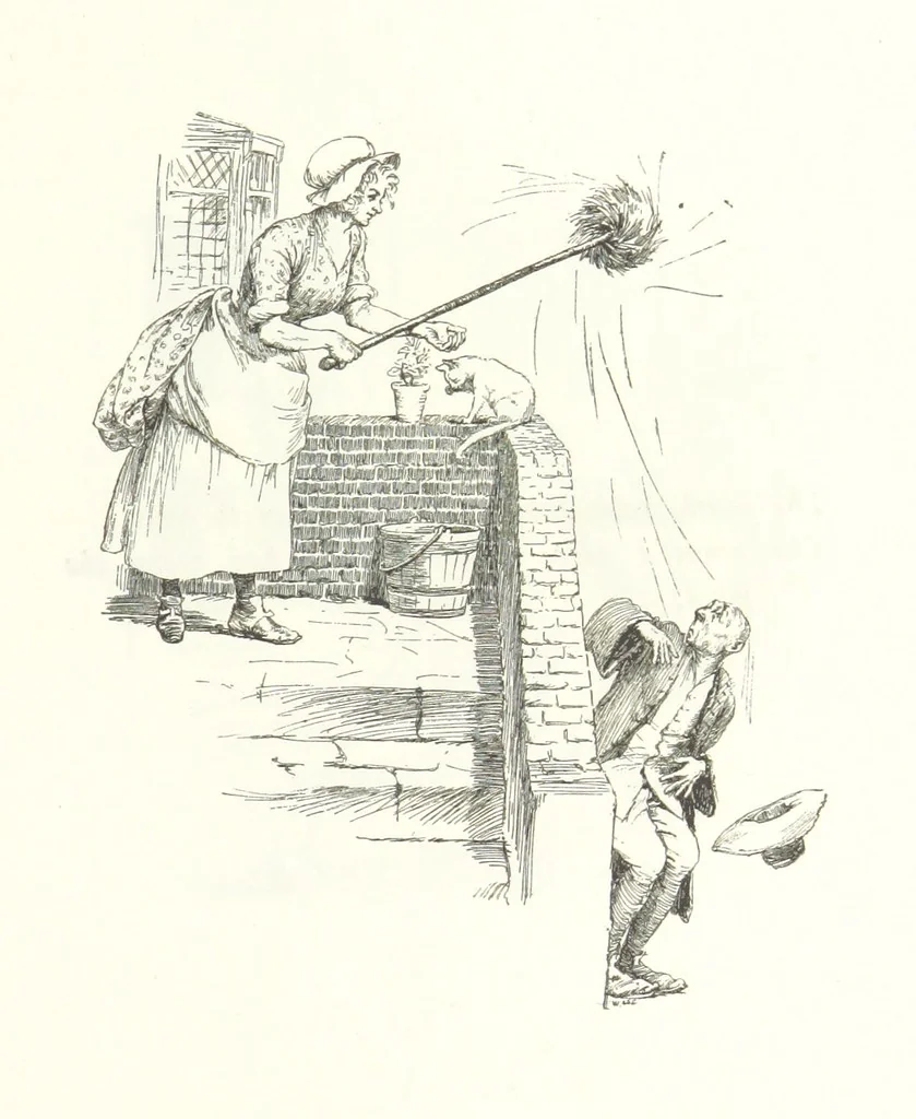 An illustration from Coridon's Song and other verses from various sources. With illustrations by Hugh Thomson ... With an introduction by Austin Dobson. L.P, 1894, leaf 215