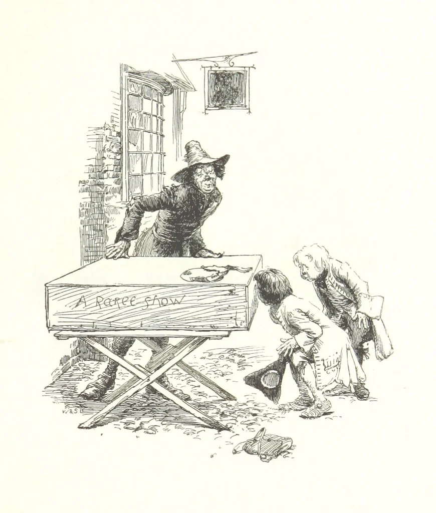 An illustration from Coridon's Song and other verses from various sources. With illustrations by Hugh Thomson ... With an introduction by Austin Dobson. L.P, 1894, leaf 225