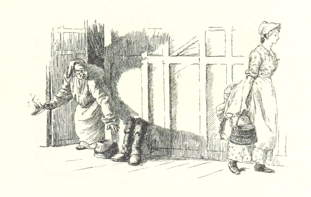An illustration from Coridon's Song and other verses from various sources. With illustrations by Hugh Thomson ... With an introduction by Austin Dobson. L.P, 1894, leaf 229