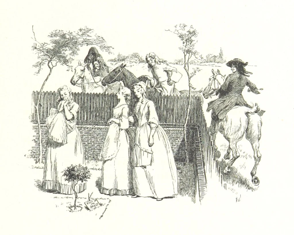 An illustration from Coridon's Song and other verses from various sources. With illustrations by Hugh Thomson ... With an introduction by Austin Dobson. L.P, 1894, leaf 245