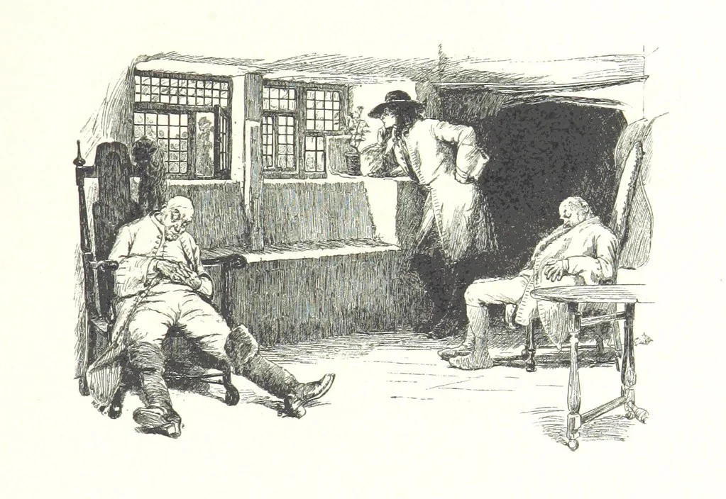An illustration from Coridon's Song and other verses from various sources. With illustrations by Hugh Thomson ... With an introduction by Austin Dobson. L.P, 1894, leaf 249