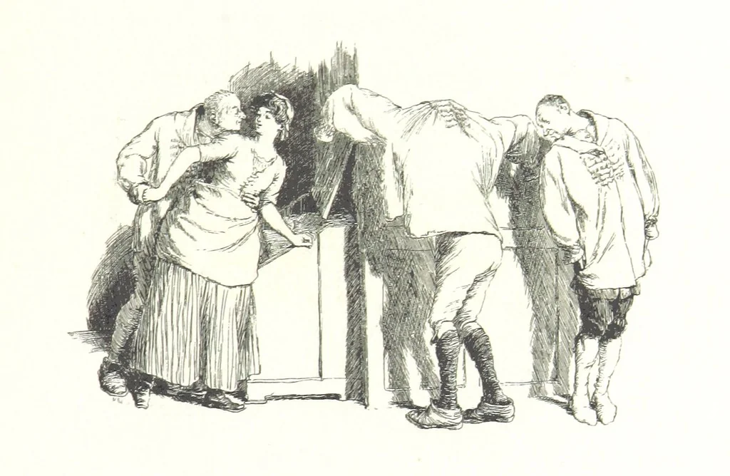 An illustration from Coridon's Song and other verses from various sources. With illustrations by Hugh Thomson ... With an introduction by Austin Dobson. L.P, 1894, leaf 253