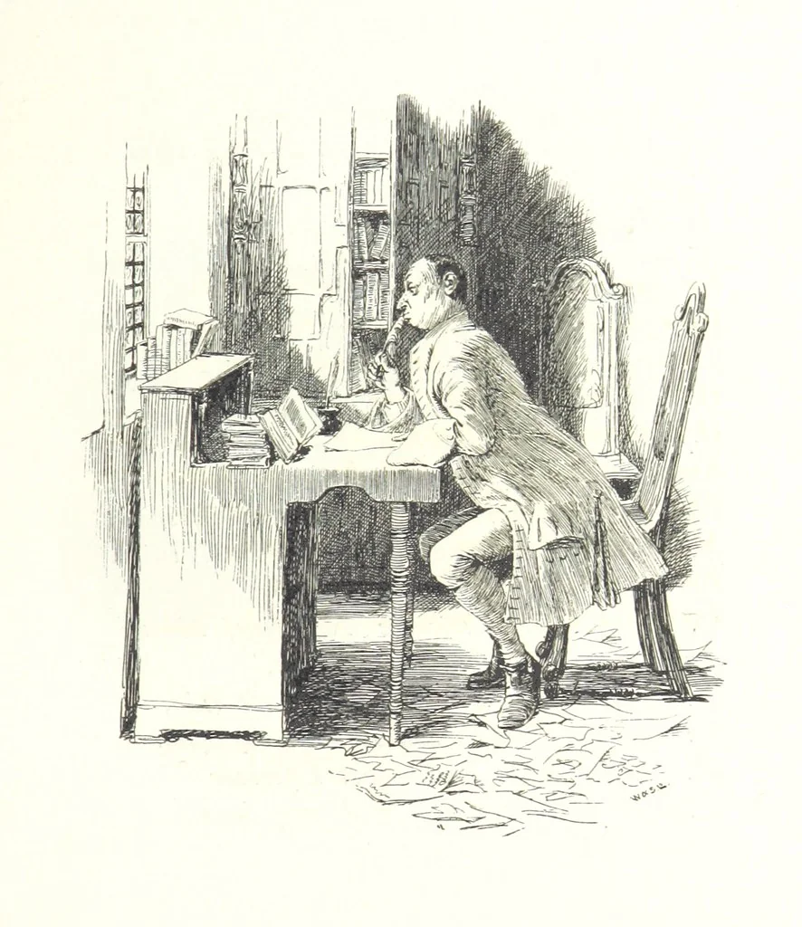 An illustration from Coridon's Song and other verses from various sources. With illustrations by Hugh Thomson ... With an introduction by Austin Dobson. L.P, 1894, leaf 259