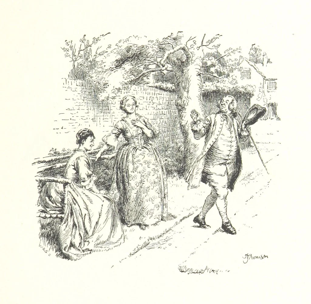 An illustration from Coridon's Song and other verses from various sources. With illustrations by Hugh Thomson ... With an introduction by Austin Dobson. L.P, 1894, leaf 269