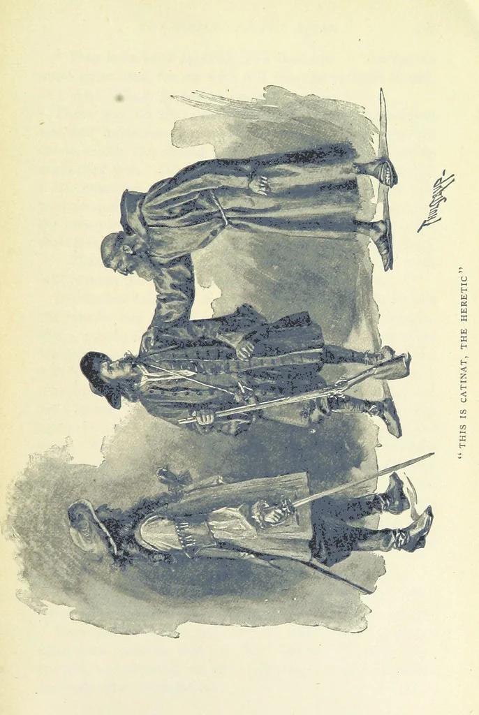 An illustration from The Refugees ... New edition, 1895, leaf 405