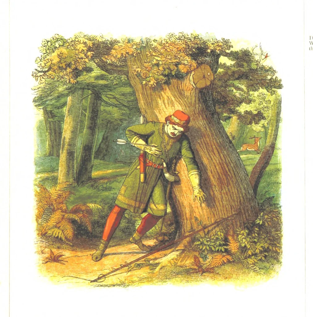 An illustration from A Chronicle of England B.C. 55-A.D. 1485, written and illustrated by J. E. D. The designs engraved and printed in colours by E. Evans. F.P, 1864, leaf 139