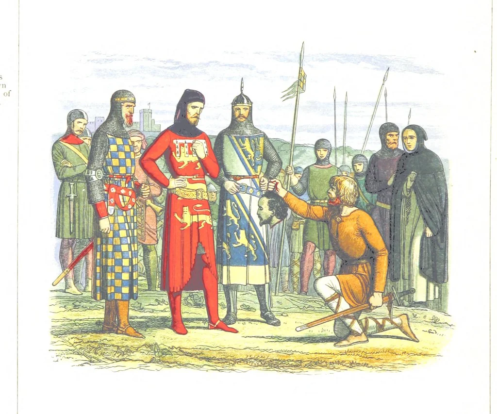 An illustration from A Chronicle of England B.C. 55-A.D. 1485, written and illustrated by J. E. D. The designs engraved and printed in colours by E. Evans. F.P, 1864, leaf 296