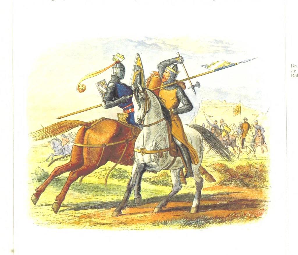 An illustration from A Chronicle of England B.C. 55-A.D. 1485, written and illustrated by J. E. D. The designs engraved and printed in colours by E. Evans. F.P, 1864, leaf 299