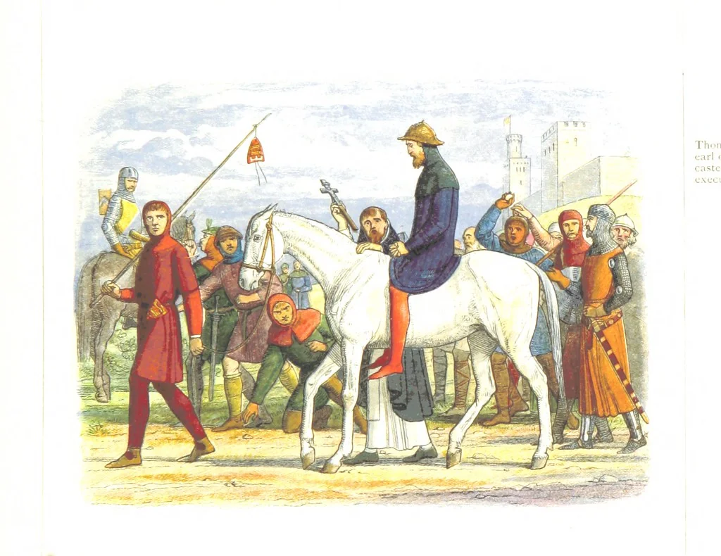 An illustration from A Chronicle of England B.C. 55-A.D. 1485, written and illustrated by J. E. D. The designs engraved and printed in colours by E. Evans. F.P, 1864, leaf 303