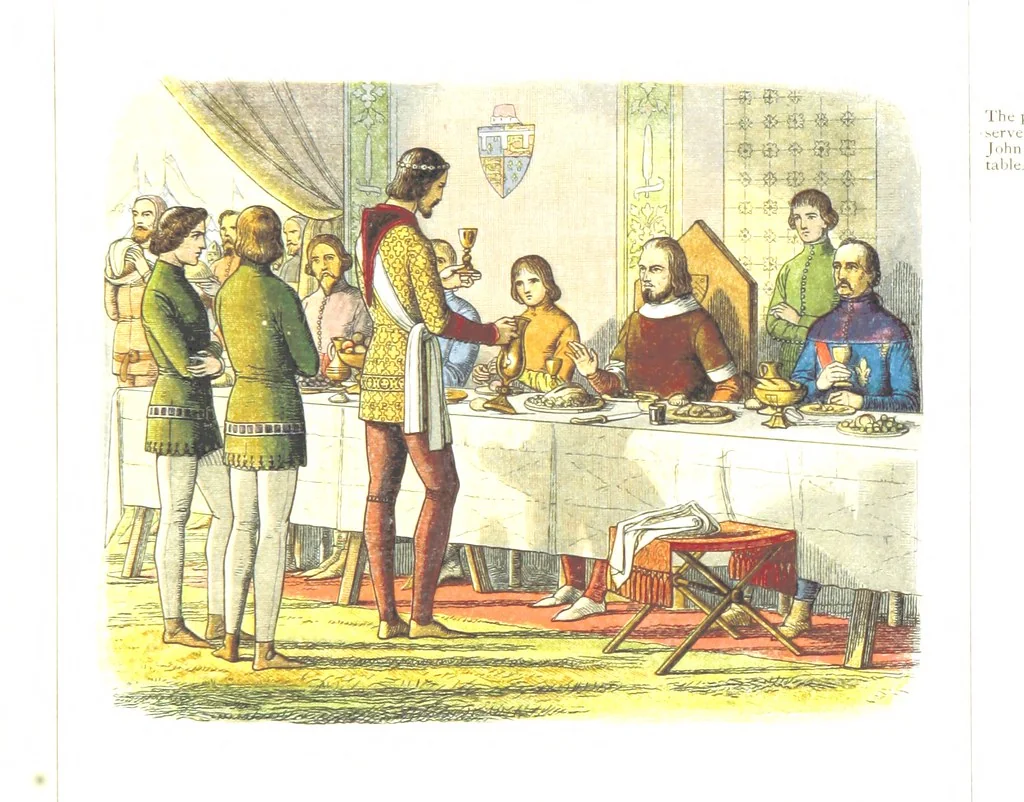 An illustration from A Chronicle of England B.C. 55-A.D. 1485, written and illustrated by J. E. D. The designs engraved and printed in colours by E. Evans. F.P, 1864, leaf 325