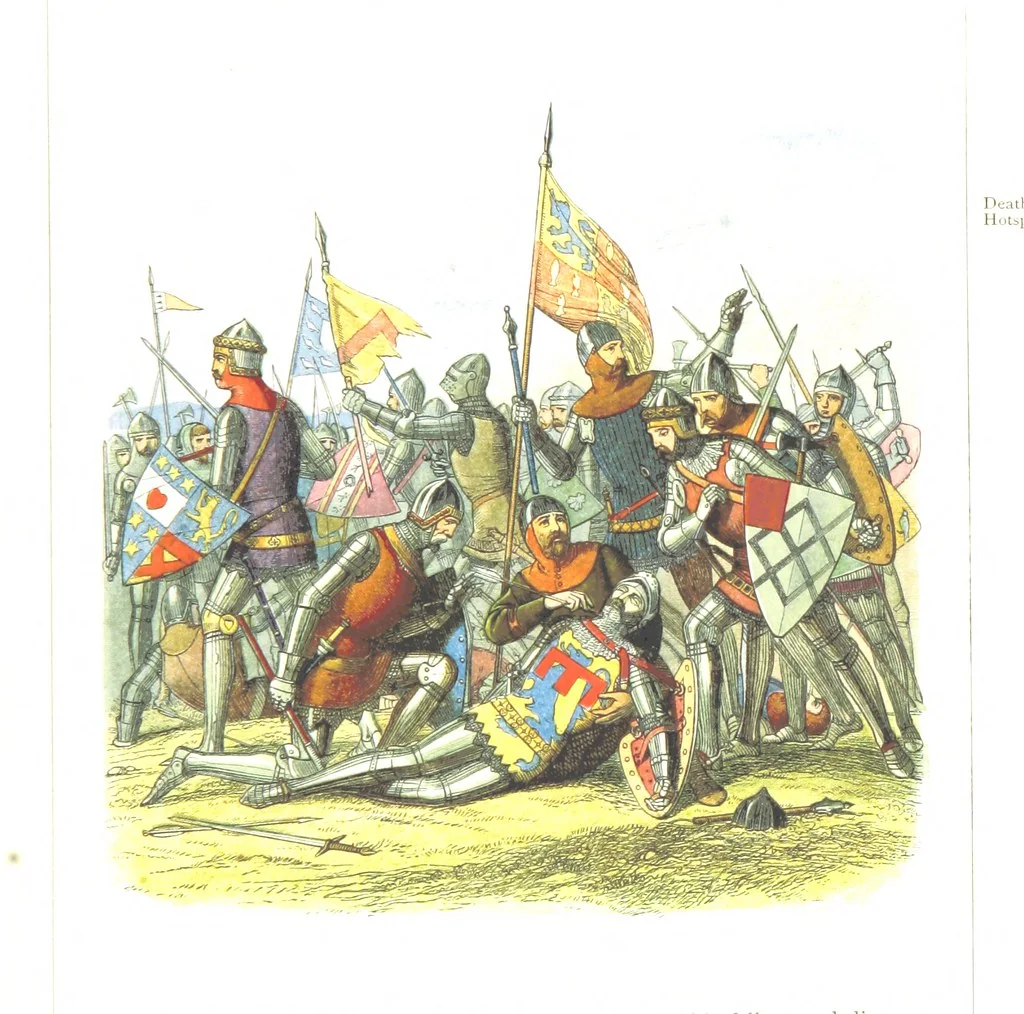 An illustration from A Chronicle of England B.C. 55-A.D. 1485, written and illustrated by J. E. D. The designs engraved and printed in colours by E. Evans. F.P, 1864, leaf 365